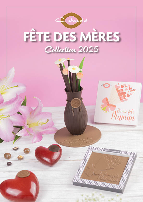 Catalogue de la collection fête des mères idées cadeaux pièces en chocolat édition limitée, écrins exclusifs, coffrets de chocolats ou macarons 